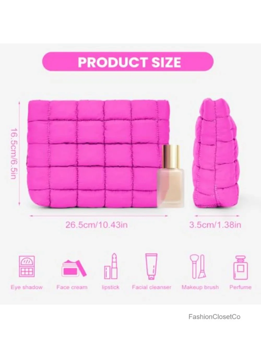 Puffy Quilted Makeup Bag Cosmetic Travel Toiletry Organizer Pouch